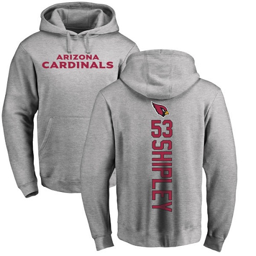 Arizona Cardinals Men Ash A.Q. Shipley Backer NFL Football #53 Pullover Hoodie Sweatshirts